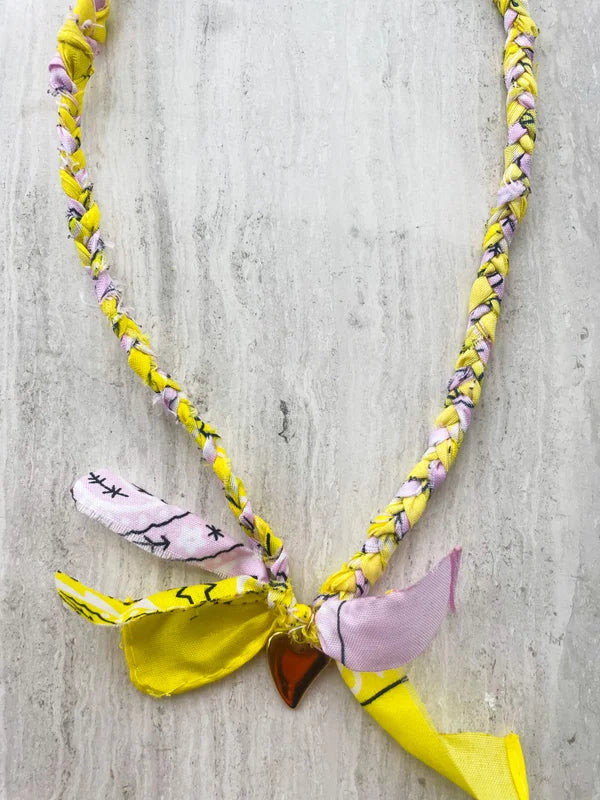 Bandana ketting #04 ★ geel & roze