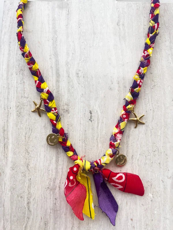 Bandana ketting #05 ★ rood, paars en geel