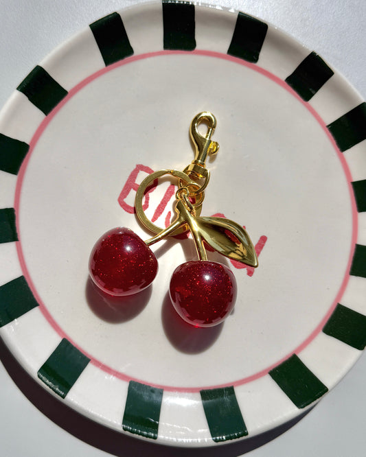 Cherry glitter bag charm