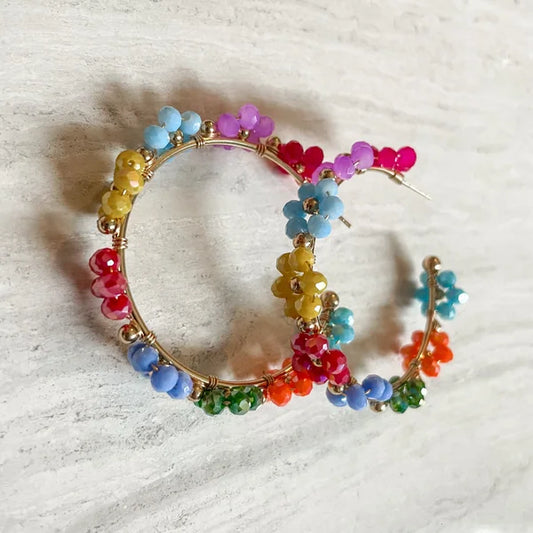 Regenboog bloemen oorbellen