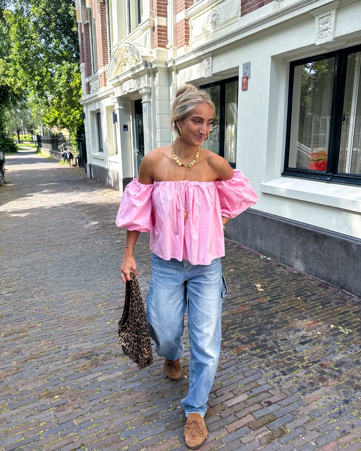 Feline blouse ★ licht roze