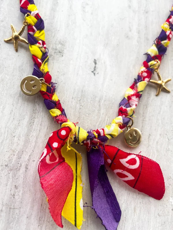 Bandana ketting #05 ★ rood, paars en geel