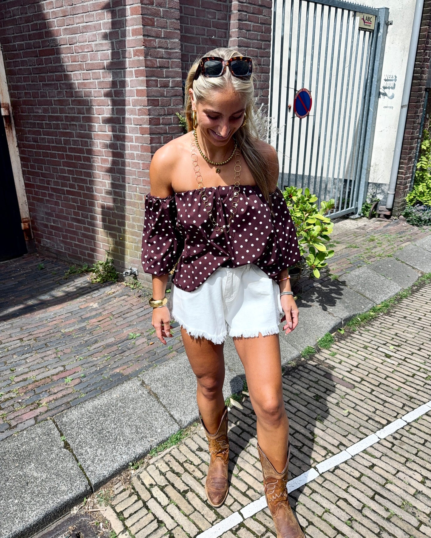 Jade polka dot blouse★ bruin