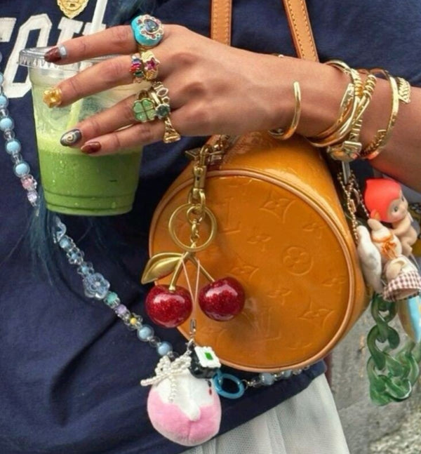 Cherry bomb bag charm