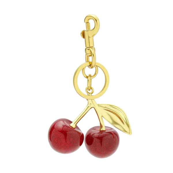 Cherry glitter bag charm