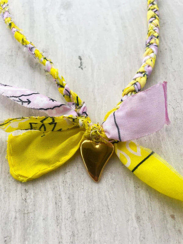 Bandana ketting #04 ★ geel & roze