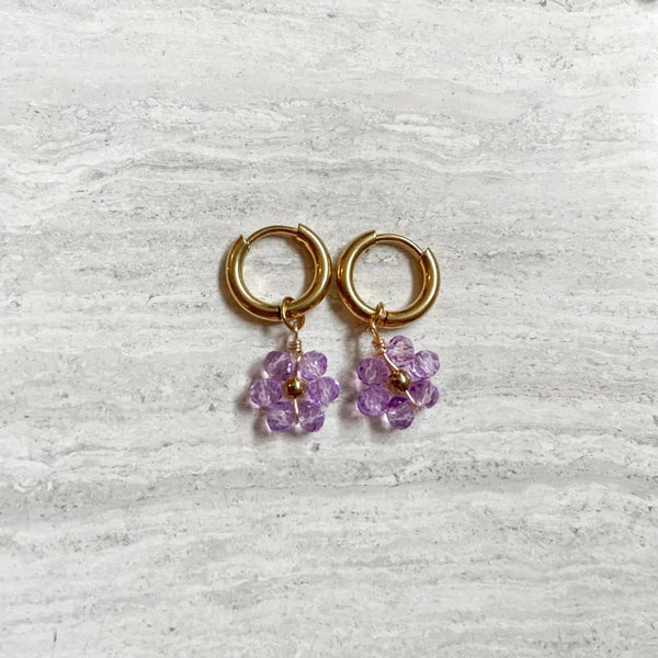 Happy flower oorbellen ★ Paars