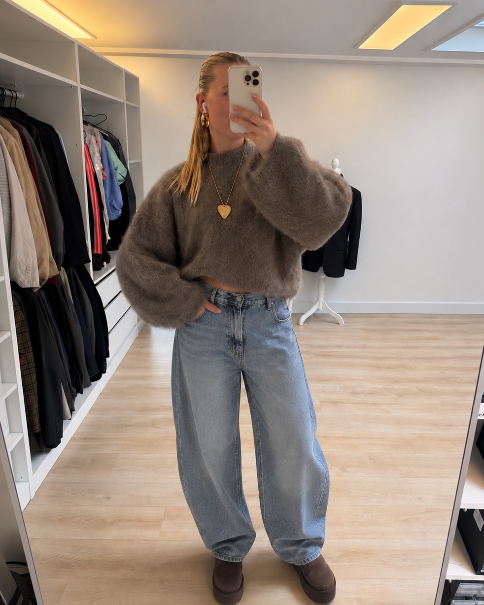 Fluffy juul gebreide trui ★ taupe