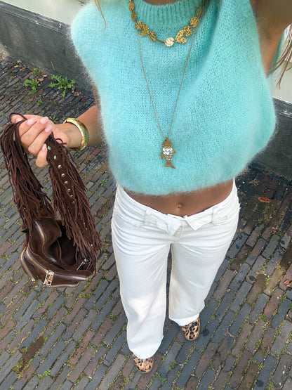 Rosie knit gilet ★ cyaan