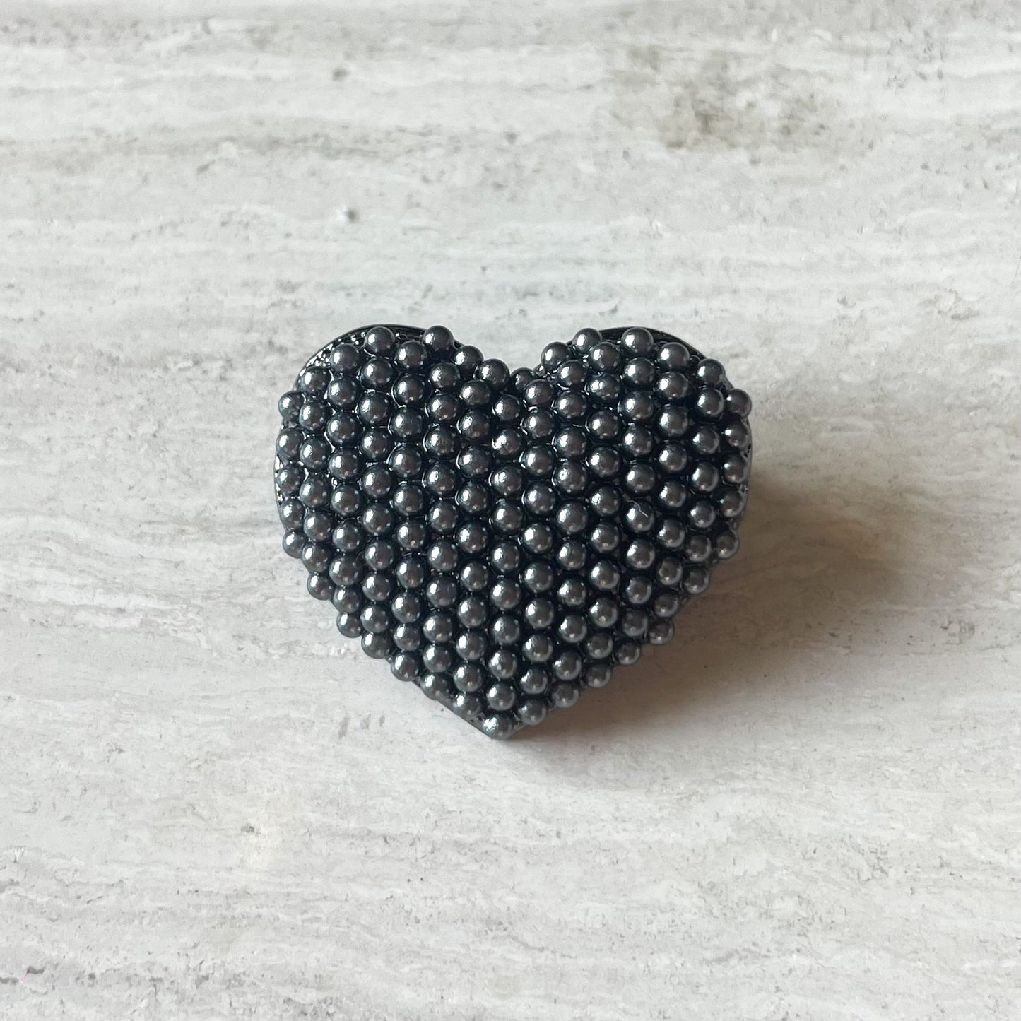 Parel hart broche ★ zwart