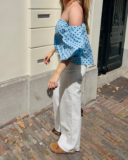 Jade polka dot blouse★ blauw