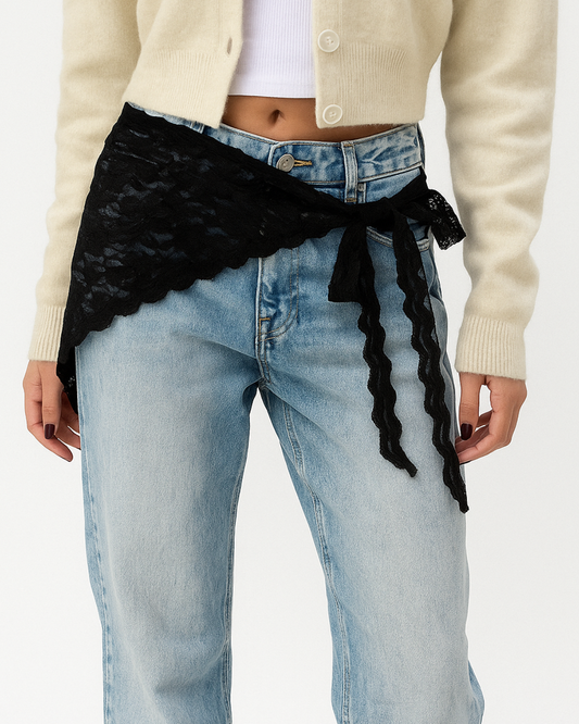 Kanten driehoek riempje ★ zwart