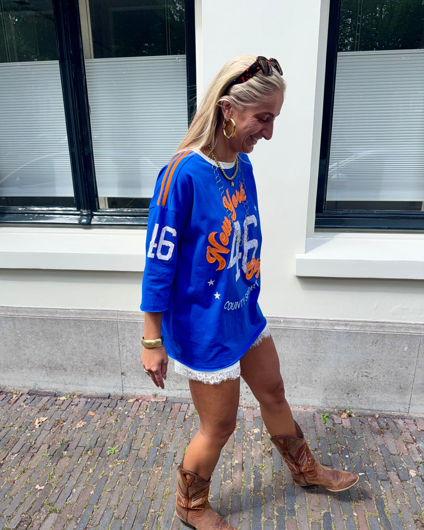 New york sporty t-shirt ★ blauw