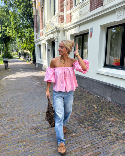 Feline blouse ★ licht roze