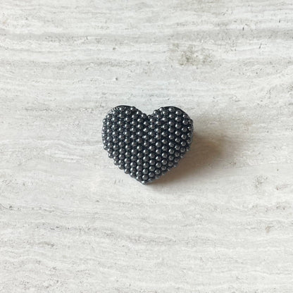 Parel hart broche ★ zwart