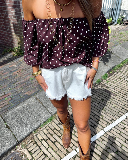 Jade polka dot blouse★ bruin