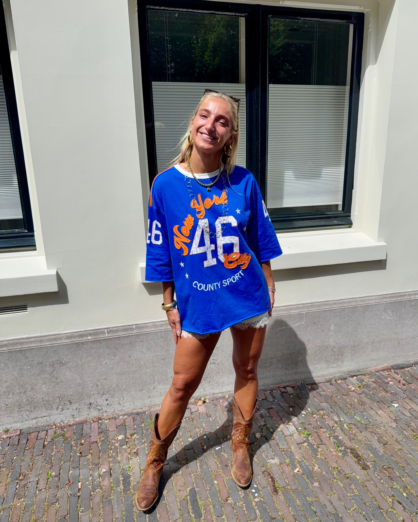 New york sporty t-shirt ★ blauw