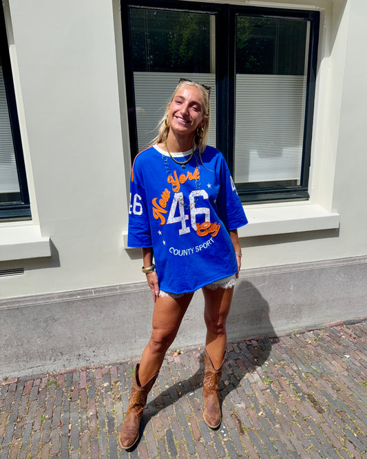 New york sporty t-shirt ★ blauw