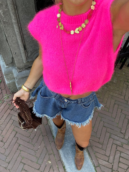Rosie knit gilet ★ fuchsia