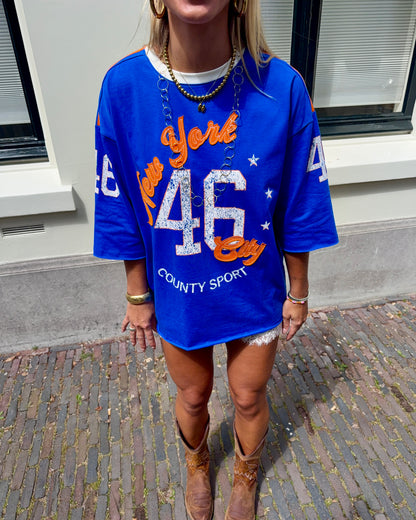 New york sporty t-shirt ★ blauw