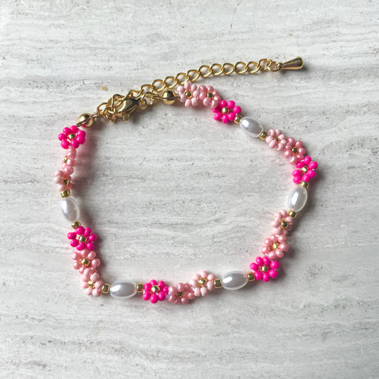 Flower armband ★ roze