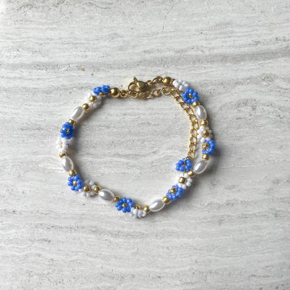 Flower armband ★ blauw