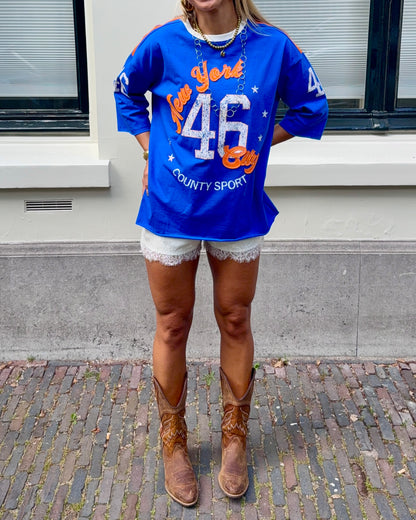 New york sporty t-shirt ★ blauw