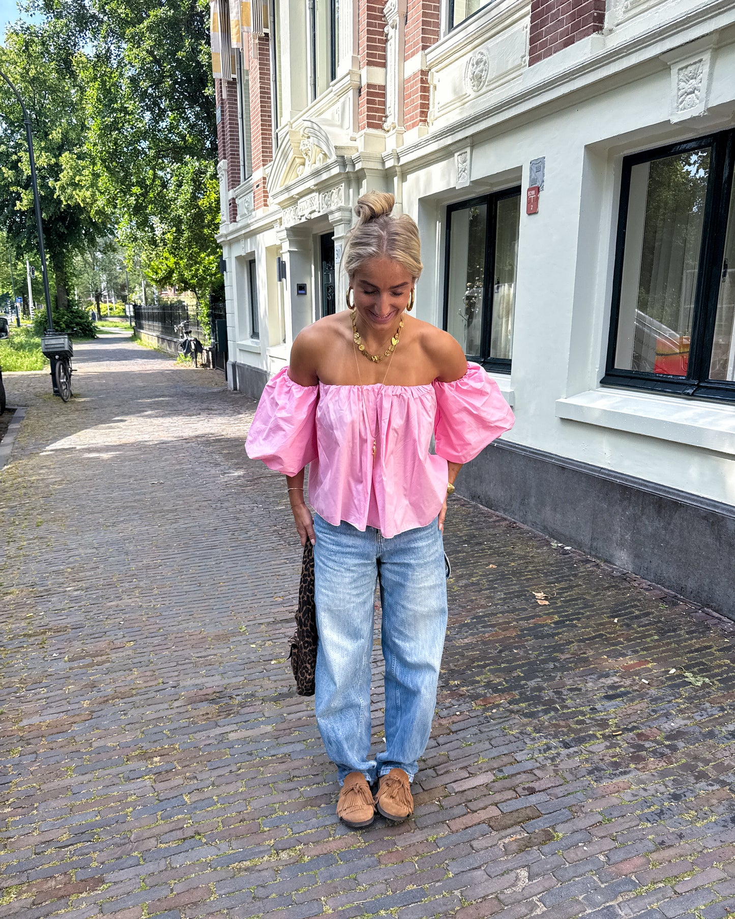 Feline blouse ★ licht roze