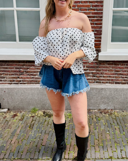 Jade polka dot blouse★ wit