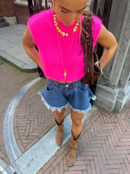 Rosie knit gilet ★ fuchsia