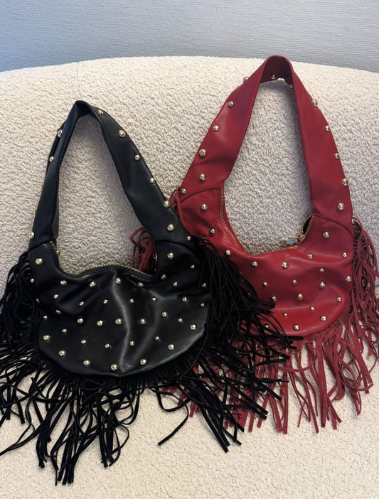 Fringe stud tas ★ zwart