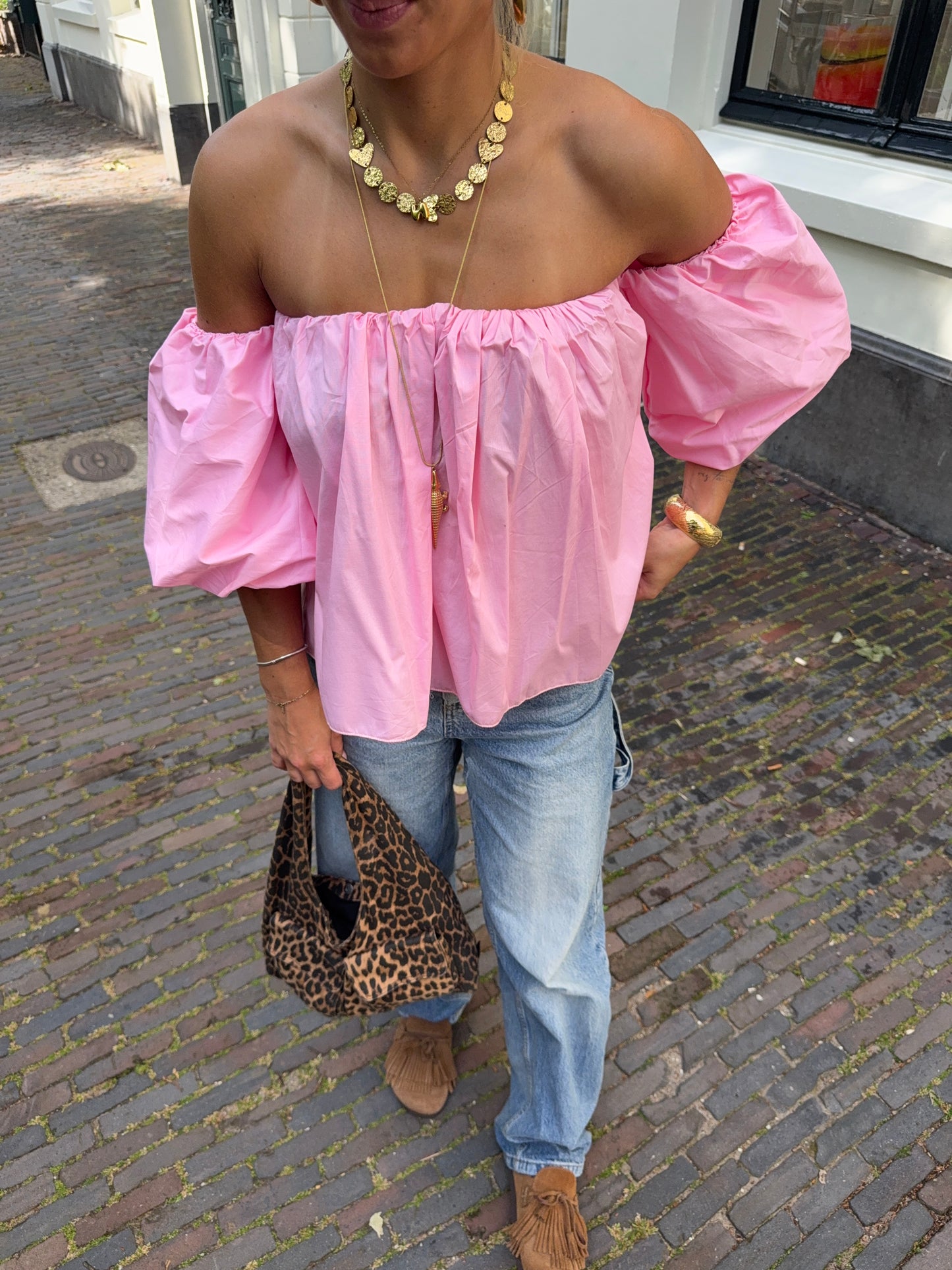Feline blouse ★ licht roze