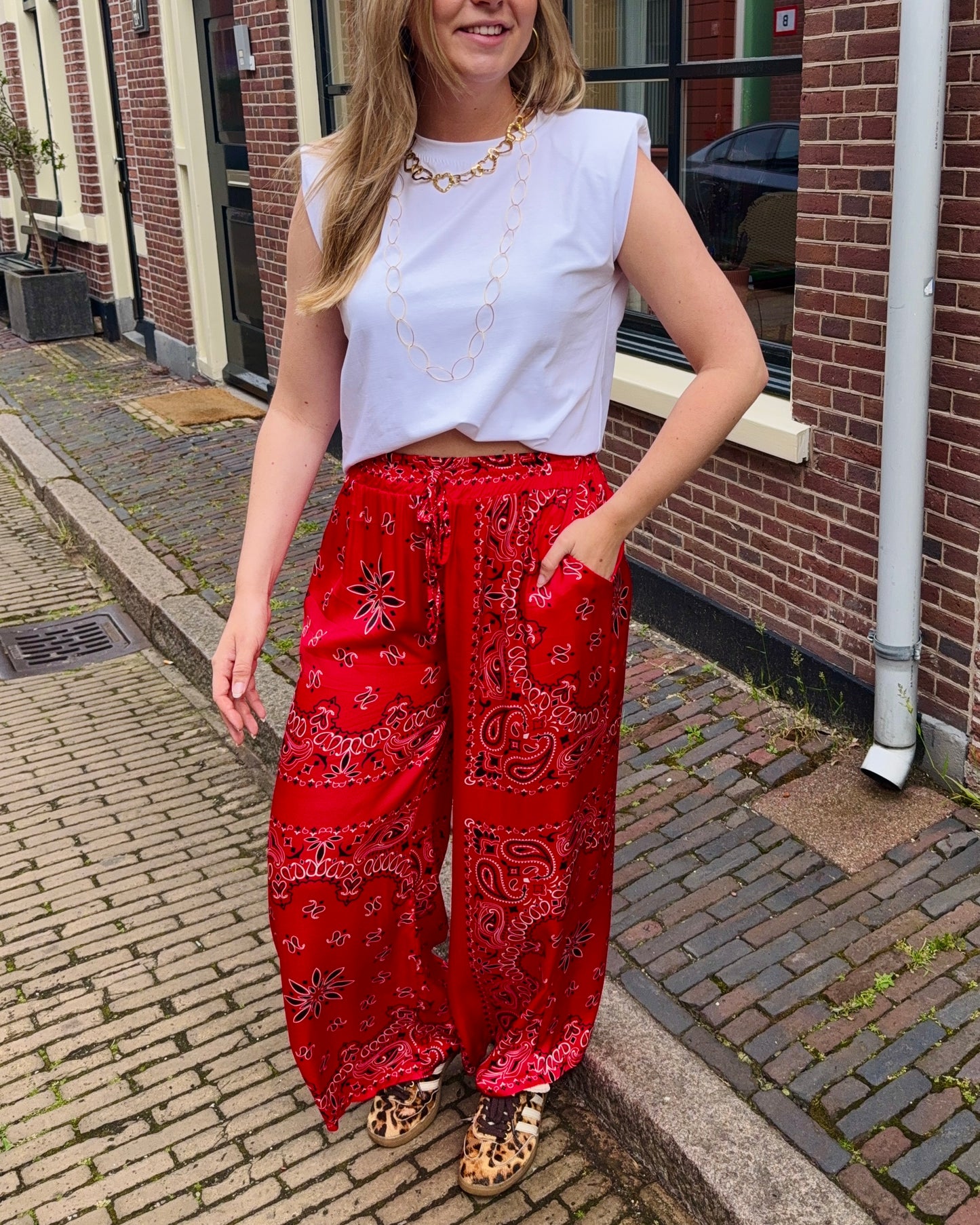 Amelie bandana broek ★ rood