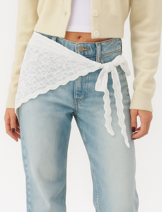 Kanten driehoek riempje ★ wit