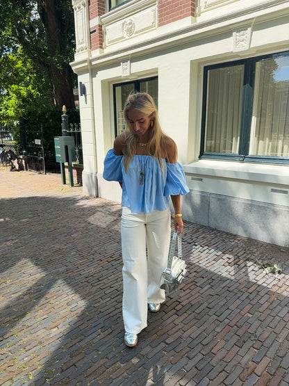 Feline blouse ★ licht blauw