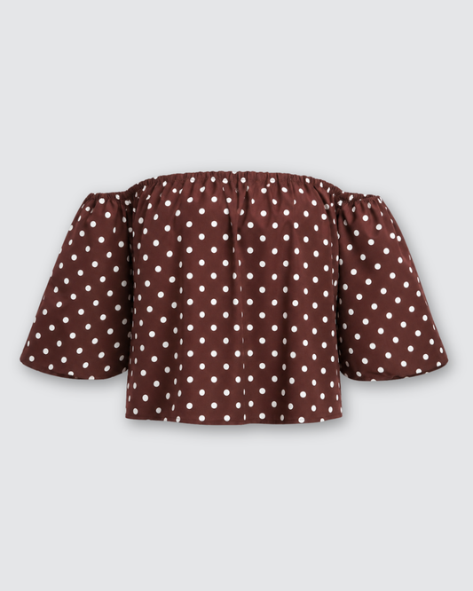 Jade polka dot blouse★ bruin
